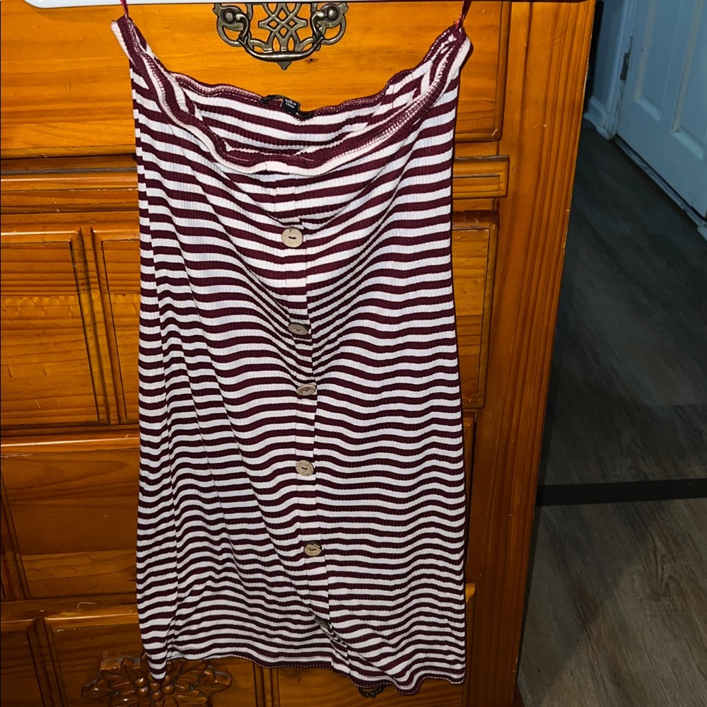 Ambiance Burgundy and White Strapless Dress